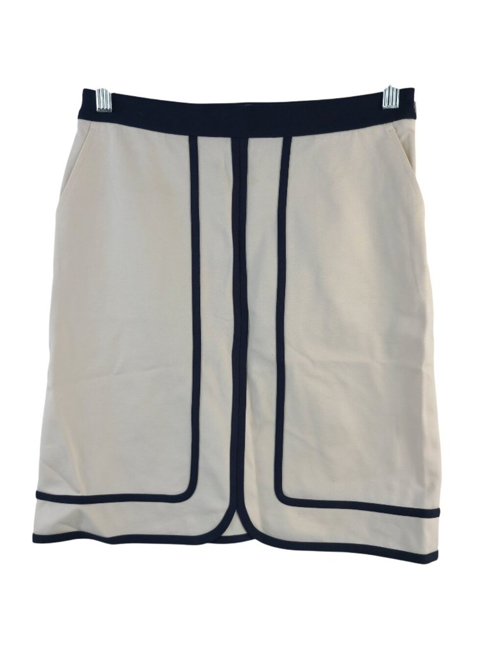 J. McLaughlin Womens Beige & Navy Contrast Trim Skirt Size 2 Elegant Design